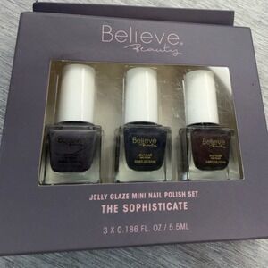 Believe Beauty Jelly Glaze Mini Nail Polish Set The Sophisticate 3 Pack New